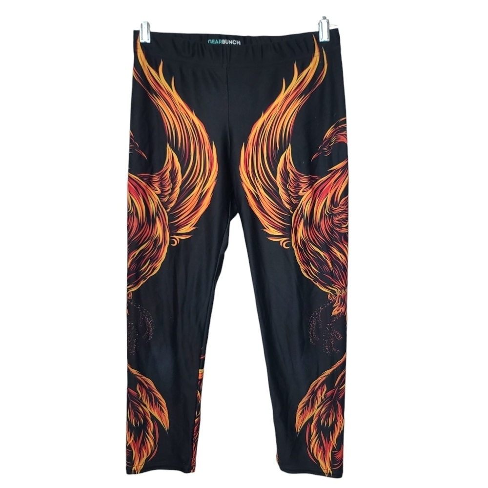Gearbunch Phoenix Black Yellow Red Orange Leggings M